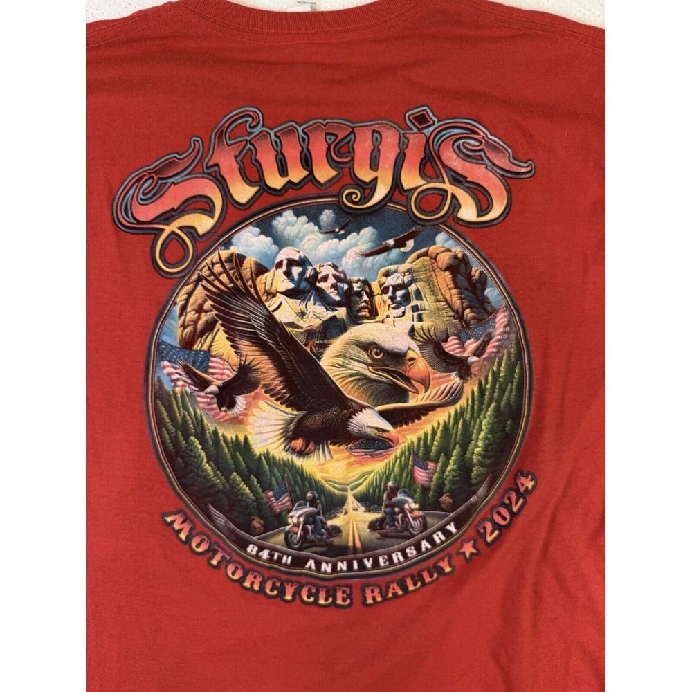 Sturgis Motorcycle Rally Tshirt Double Sided Men's 3XL Rushmore USA Bald Eagle